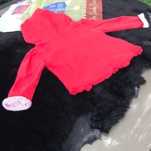 Nursery Rhyme Zip Up Hoodie Jacket Embroidered Ladybugs Flowers Polka Dot Lining